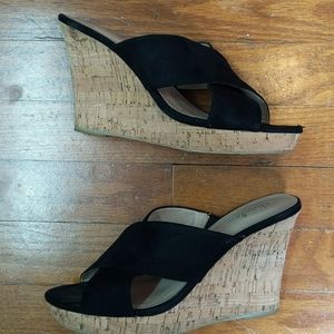 Charles Cork Wedge Peep Toe Shoes